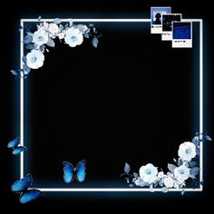 an artistic photo frame with flowers and butterflies