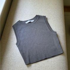 Size: Small Color: Grey Nwot - Has Been Kept In Storage And Never Worn Out. No Stains, Rips, Or Discoloration. Gray Stretch Tank Top For Fall, Casual Gray Cropped Tank Top, Casual Gray Crop Top For Everyday, Zara Gray Summer Top, Basic Gray Crop Top For Spring, Zara Tops, Crop Tank, Blue Gray, Blue Grey