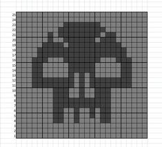 a cross stitch pattern with a skull on it's face in black and white