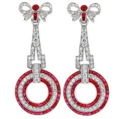 Luxury Red Ruby Earrings, Luxury Ruby Earrings For Evening, Elegant Red Diamond Earrings, Luxury Red Party Earrings, Luxury Red Earrings For Party, Luxury Red Earrings For Formal Occasions, Exquisite Red Formal Earrings, Exquisite Red Earrings For Formal Occasions, Designer Drop Earrings For Gifts