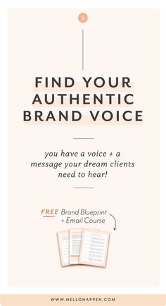 an ad with the words find your authentic brand voice and two open books on it