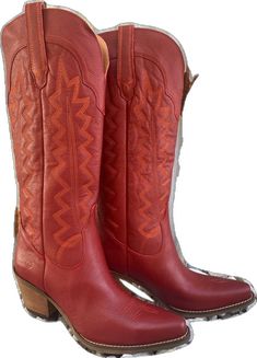 Red Embroidered Winter Boots, Red Embroidered Boots With Round Toe, Embroidered Red Boots With Round Toe, Brown Sand, Leather Knee High Boots, Knee High Leather Boots, Fashion Heels, Zig Zag, High Boots