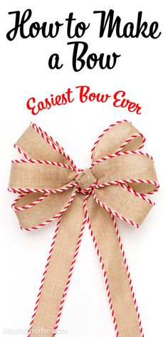 Ribbon bow Make A Ribbon Bow, Making Bows For Wreaths, How To Make A Ribbon Bow, Bows For Presents, Bow Making Tutorials, Diy Wreath Bow, Christmas Bows Diy, Homemade Bows, Make A Bow