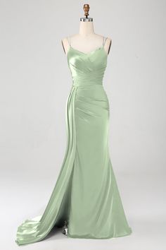 Fabric: Polyester. The fabric is comfortable for skin. Package Contents: 1x Women Dress. Occasion: Whether you are dressing it for a wedding party, prom, evening party or any other occasions, this party dress will be your lovely partner. Silky Mermaid Dress, Sage Green Satin Prom Dress, Green Satin Prom Dress, Navy Prom Dress, Silk Formal Dress, Silky Dresses, Prom Dress Mermaid, Prom Dress With Train, Navy Prom Dresses