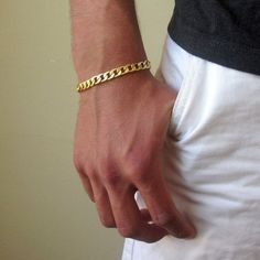 9 inches length clasp closure Gold Plated Mens Bracelet Gold, Mens Gold Bracelet, Mens Bracelet Silver, Mens Gold Bracelets, Gold Chains For Men, Bracelet Mens, Gold Chain Jewelry, Mens Anniversary Gifts, Stylish Bracelet