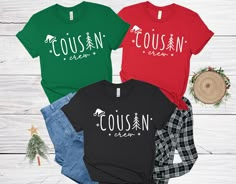 "Cousin Crew Christmas Shirts, Retro Cousin Crew Matching Christmas Tshirt, Cousin Squad Group Outfit, Cute Festive Cousins Night In Apparel * HOW TO ORDER  *   ✺ Please, check and review all photos.  ✺ Choose your t-shirt size and color. Size chart is in pictures. If there is no color choice, color will be as per color in main picture.  ✺  Click add to cart. You can go back to add more product ✺  Click \"Proceed to check out\" * S I Z I N G * ✺ Sizing is unisex  ✺ For adults, size runs like men's, though not overly large. Most women find their typical size works best, since they are meant to fit a touch loose and go up 1 or 2 sizes if you want the oversized look. ✺ Size guide and fit:  The size chart is listed in photos above.  Please use the measurement for the most accurate sizing. * PR Gift Ideas For Cousins, Christmas Crew Shirts, Cousin Crew Shirts, Cousin Shirts, Cousin Christmas Shirts, Cousin Christmas Pajamas, Family Christmss Shirts, Cousin Crew Christmas Shirts, Cousin Crew