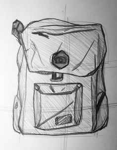 a drawing of a back pack on a piece of paper