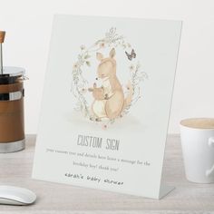 a greeting card with an image of a mother kangaroo and her baby