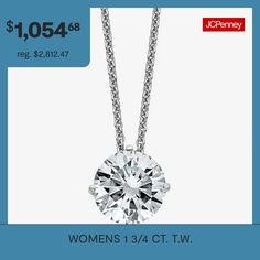 # Pieces In Set: 2Features: Quick ShipJewelry Closure: Lobster ClaspLink Construction: SolidSetting: ProngShape: RoundStone Cut: RoundMetal Color: WhiteChain Length: 18 InchChain Width: 1 MillimetersPendant Length: 8mmPendant Width: 8mmRounded Carat Weight: 1 3/4 Ct. T.w.Chain Construction: CableCare: Wipe CleanStone Type: 1 MoissaniteMetal: 14k White GoldNecklace Type: Pendant NecklacesAssembled in the US from Imported Materials Affordable White Round Pendant Necklace, Pendant Diamond Necklace For Anniversary, Vs Clarity Solitaire Necklace For Formal Occasions, Solitaire Necklace With Diamond Accents And Round Stone, Formal Diamond Necklace With Vs Clarity, Solitaire Necklace With Diamond Accents, White Polished Round Pendant Necklace, White Gold Tarnish-resistant Round Pendant Jewelry, White Gold Chain Necklace With Tarnish-resistant Round Pendant