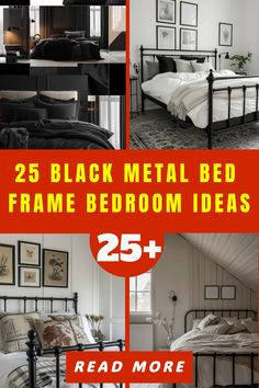 25 Black Metal Bed Frame Bedroom Ideas Black Metal Bed Frame Bedroom Ideas, Black Metal Bed Frame Bedroom, Metal Bed Frame Bedroom, Metal Bed Frame Bedroom Ideas, Bedroom Board, Industrial Bedroom Design, Black Metal Bed Frame