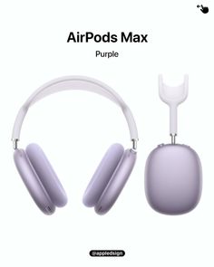 the airpods max purple headphones are shown with an earpiece attached to it