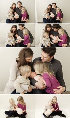 a collage of photos shows a woman and two children hugging each other