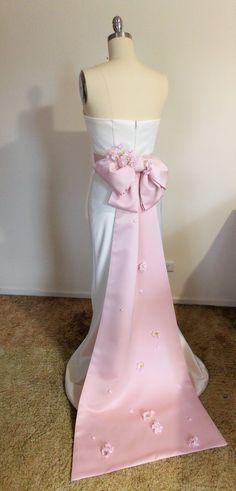 Pink Bow Wedding Dress, Pink Sashes Bridal Belt For Wedding, Sakura Wedding Theme, Sakura Wedding Dress, Cherry Blossom Wedding Dress, Wedding Tail, Sakura Dress, Sakura Wedding, Bday Dress