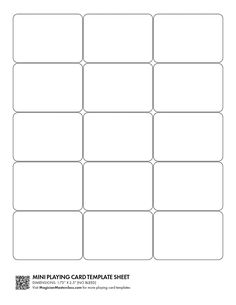 the blank playing card template is shown in black and white, with four squares on each side