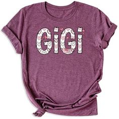 👵💖 Step out in style with our Gigi Tee! 🌟 Perfect for showcasing your Gigi pride with flair! 😍 Get yours now and celebrate being a fabulous Gigi! Soft Style Solid color: 100% Airlume combed and ring-spun cotton Heather Colors: 52% Airlume Combed and ring-spun cotton, 48% polyester Heather Sport colors: 60/40 polyester/cotton 100% No Sweatshops & Eco-Friendly Production For different Mother's Day t-shirt designs, please take a look at our Mother's Day collection. https://www.greatwoodboutique.com/collections/mothers-day-tee-shirts Purple School Spirit T-shirt With Graphic Print, Purple Graphic Tee With Custom Print, Mothers Day T Shirts, Get Yours Now, Limited Stock, Soft Style, Neck Shirt, Unisex Shirt, Unisex Sweatshirt