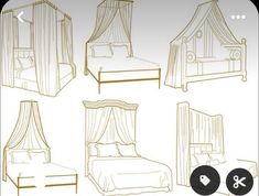 an image of a bed with four different angles and sizes on the bottom one side