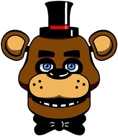 a cartoon bear wearing a top hat and bow tie with eyes wide open to the side