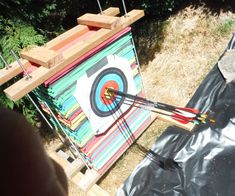 an archery target being prepared to be shot