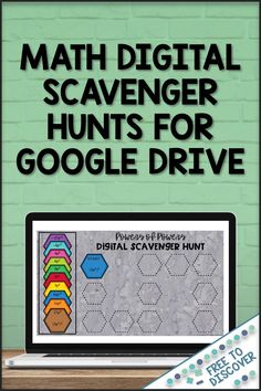 a laptop with the title math digital scavenger hunt for google drive on it