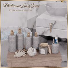 an image of a bathroom setting with soap and lotion bottles on the counter top