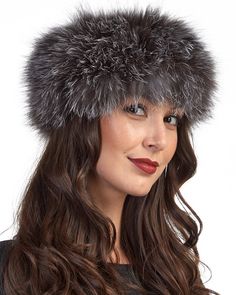 Brave the elements in our cozy Silver Fox Fur Head Band. This one size fits all item is a thoughtful gift idea. Lush Silver Fox Fur accents both sides of the design. This versatile style can be worn as a neck warmer or headband and stays lightweight all year. Fur Headband, Wrap Hair, Head Wrap Headband, Knit Headband, Head Bands, Fur Hat, Silver Fox, Fur Fashion, Work Looks