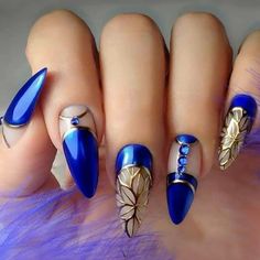 Artificial Nails, Gold Nails, Nail Accessories, Rhinestone Nails, Boho Stil, Stiletto Nails