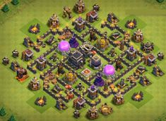 an image of a clash base with many items