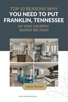 text-Top 10 reasons why you need to put Franklin, Tennessee on your vacation bucket list now! Nashville Tennessee Vacation, Private Mansion, Downtown Art, Nashville Vacation, Franklin Tennessee, Family Reunion Planning, Tennessee Vacation, Romantic Vacations