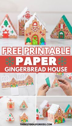 gingerbread house paper craft with instructions to make it