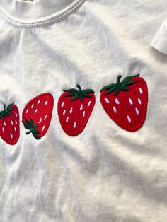 Strawberry Embroidered Comfort Colors Tee, Fruit Shirt, Summer T-shirt, Embroidered Tee, Embroidered Shirt, Custom Shirt, Cute Strawberries - Etsy Cute White T-shirt With Machine Embroidery, Cute Machine Embroidered Short Sleeve T-shirt, Cute Cotton Tops With Machine Embroidery, Cute Short Sleeve Tops With Custom Embroidery, Cute Short Sleeve Tops With Machine Embroidery, Cute Embroidered Cotton T-shirt, Red Cotton T-shirt With Custom Embroidery, Red Cotton T-shirt With Floral Embroidery, Cute Red Tops With Floral Embroidery