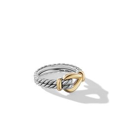 The primary material of this product is 18K yellow gold, while the secondary material is sterling silver. This item is part of the Thoroughbred collection. David Yurman Ring, Knot Ring, Metal Shop, Thoroughbred, Gold Collection, High Jewelry, David Yurman, Jewelry Pouch, Yellow Gold Rings