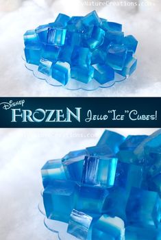 the frozen ice cubes are blue in color