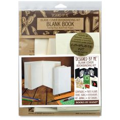 the blank book kit includes white paper and colored pencils