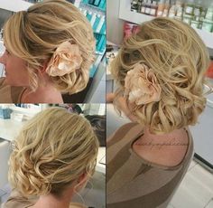 side messy curly updo, bridemaid hair Messy Curly Updo, Updos For Thin Hair, Thin Hairstyles, Thin Hair Updo, Bridesmaid Updo, Wedding Updos, Messy Updo, Bridesmaid Hair Short