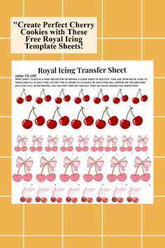 the royal icing transfer sheet with cherries on it