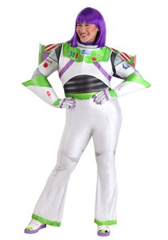 a woman dressed in buzz lightyear costume