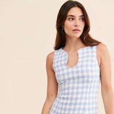 Puzzle Gingham Mini Dress | Nuuly Rent Chic Sleeveless Plaid Mini Dress, Chic Gingham Midi Dress, Chic Plaid Mini Dress, Chic Sleeveless Plaid Dress For Picnic, Chic Fitted Plaid Tweed Dress, Chic Sleeveless Mini Dress With Houndstooth Pattern, Chic Gingham Dress For Brunch, Chic Gingham Dress, Chic Plaid Mini Dress For Brunch