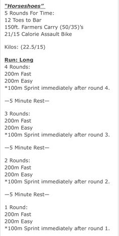 a table with numbers and times for each course in the form of an exercise plan