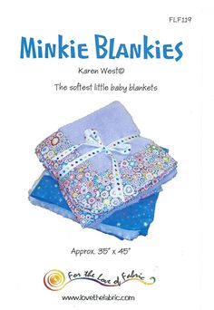 an advertisement for blankets that are blue and white with a bow on the front,