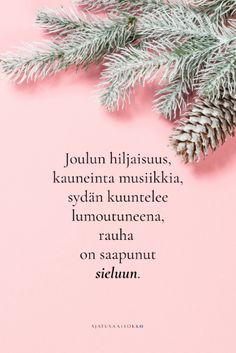 a pink background with pine cones and the words, ` person hijaisus karemita musikika, '