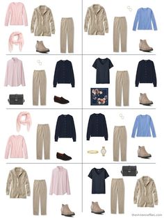 how to wear khaki pants, from a Starting From Scratch Wardrobe Khaki Pants Outfit Women Work Summer, Beige Pants Outfit Women, Black And Khaki Outfit, Khaki Pants Outfit Women Casual, Kakis Pants Outfit, How To Style Khaki Pants, Celana Khaki