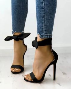 Lasaky - Suede Stiletto Heels With Tied Ankle Detail Hak Tinggi, High Heels Classy, Shoes Shopping, Suede High Heels, Wear Store, Heels Classy, Black Pumps Heels, Stiletto Sandals, Fashion Sandals