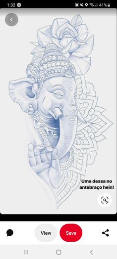 an elephant with a flower on it's head and the words, una desa no anteroco him