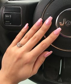 Pink coffin nails Pink Coffin Short Nails, Light Pink Coffin Acrylic Nails Medium, Light Pink Squoval Nails, Coffin Shape Nails Pink, Medium Coffin Pink Nails, Light Pink Nails Acrylic Coffin, Nails Pink Coffin, Pink Nails Ballerina Shape, Light Pink Coffin Nail Ideas