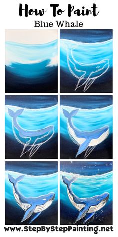 how to paint blue whale with step by step instructions