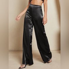 New With The Tag. These Wide-Leg Pants Tailored From Satin In An Oversized Fit Exude A Luxe, Relaxed Vibe. Team It With A Matching Shirt And Sparkling Jewels For An Effortless, Elevated Look. Elasticized Waistband Pull-On Style Machine Wash Made In Usa 100% Polyester Size & Fit Rise, About 11.5” Inseam, About 31” Leg Opening, About 41” In Total Western Office, Red Dress Pants, Pants Tailored, Wide Leg Palazzo Pants, Cropped Wide Leg Pants, Wide Leg Dress Pants, Business Pants, Wide Leg Linen Pants, Linen Pants Women