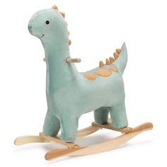 It's a prehistoric land before time in the nursery and playroom! JOONs Bronty the brontosaurus dinosaur rocking horse is the next best thing to a real dinosaur. Made with super soft and plush fabric, superb sewing and high quality wooden rocker and handles. JOONs brontosaurus rocking dinosaur will quickly become your childs new friend and favorite toy. Bronty the dinosaur rocking horse has a Unisex and long neck, brown spikes from head to tail, and brown patches of body armor and adorable .5 inc Nursery And Playroom, Wooden Rocker, Real Dinosaur, Land Before Time, Riding Toys, Dinosaur Nursery, Dinosaur Baby Shower, Toddler Fall, Kids Imagination