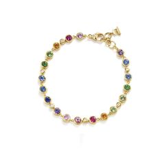 18K RAINBOW LINK BRACELET Lavender Sapphire, Spessartite Garnet, Rainbow Gemstones, Fabulous Jewelry, A Rainbow, Pink Sapphire, Link Bracelets, Semiprecious Stones, Jewelry Inspiration