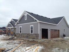 a house being built in the middle of winter