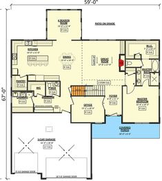 the floor plan for a home with an attached garage